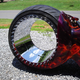 Illustration for article titled Hubless Monster Motorcycle Rolls Without Spokes